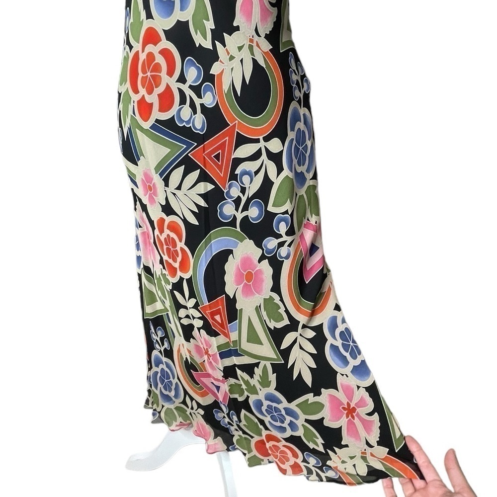 Spencer Jeremy Silk A-line Midi Dress Floral Geometric Print Size 4 - Picture 6 of 9